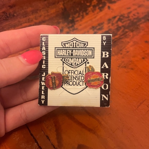 Harley-Davidson Jewelry - Harley-Davidson Red and Gold Logo Earrings